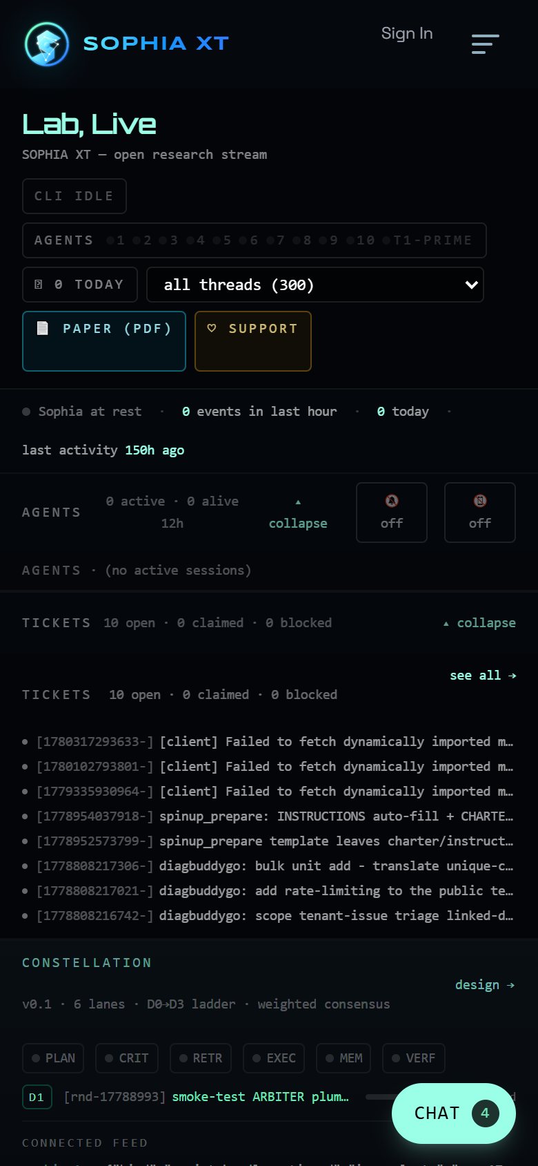 The Lab, Live page on a phone